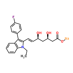 钠(3R,5S,6E)-7-[1-乙基-3-(4-氟苯基)-1H-吲哚-2-基]-3,5-二羟基-6-庚烯酸酯结构式_93936-64-2结构式