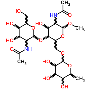 Methyl 2-acetamido-2-deoxyhexopyranosyl-(1->4)-[6-deoxyhexopyranosyl-(1->6)]-2-acetamido-2-deoxyhexopyranoside Structure,97242-84-7Structure