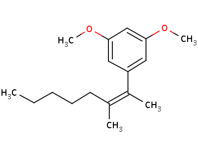 2-(3,5-二甲氧基苯基)-3-甲基-2-辛烯结构式,56694-84-9结构式