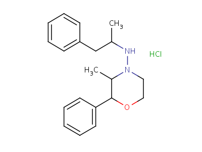 3-甲基-4-(1-苯基-2-丙基氨基)-2-苯基吗啉盐酸盐结构式,60789-95-9结构式