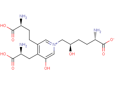4-((2S)-2-氨基-2-羧基乙基)-1-((2R,5S)-5-氨基-5-羧基-2-羟基戊基)-3-((3S)-3-氨基-3-羧基丙基)-5-羟基-吡啶鎓内盐结构式,63800-01-1结构式