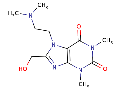 7-(2-二甲基氨基乙基)-8-(羟基甲基)-1,3-二甲基-嘌呤-2,6-二酮结构式,82946-66-5结构式