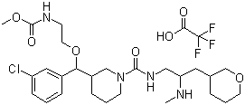 N-[2-[(R)-(3-氯苯基)[(3R)-1-[[[(2S)-2-(甲基氨基)-3-[(3R)-四氢-2H-吡喃-3-基]丙基]氨基]羰基]-3-哌啶基]甲氧基]乙基]-2,2,2-三氟乙酸氨基甲酸甲酯结构式_1013937-63-7结构式