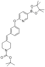 1-N-BOC-4-[[3-[[5-(4,4,5,5-四甲基-1,3,2-二噁硼烷-2-基)-2-吡啶]氧基]苯基]亚甲基]-哌啶结构式_1020328-85-1结构式