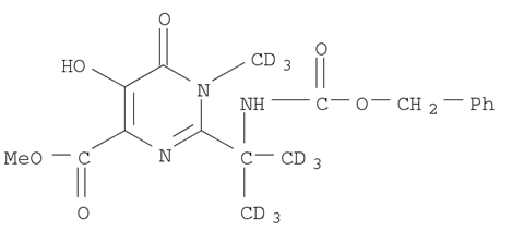2-[2-(苄氧基羰基氨基)-(1,3-d6-丙烷)-2-基]-5-羟基-1-(甲基-d3)-6-氧代-1,6-二氢嘧啶-4-羧酸甲酯结构式_1100750-74-0结构式