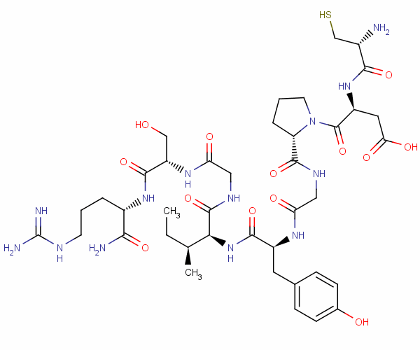 L-半胱氨酰-L-alpha-天冬氨酰-L-脯氨酰甘氨酰-L-酪氨酰-L-异亮氨酰甘氨酰-L-丝氨酰-L-精氨酰胺结构式_110590-61-9结构式