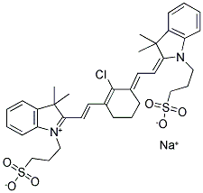 2-[2-[2-氯-3-[2-[1,3-二氢-3,3-二甲基-1-(3-磺酸基丙基)-2H-吲哚-2-亚基)乙亚基]-1-环己烯-1-基]乙烯基]-3,3-二甲基-1-(3-磺酸基丙基)-3H-吲哚内盐钠盐结构式_115970-63-3结构式