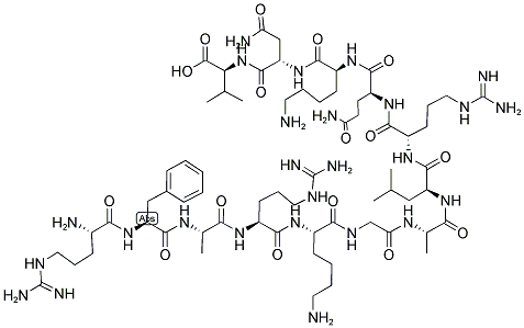 L-精氨酰-L-苯丙氨酰-L-丙氨酰-L-精氨酰-L-赖氨酰甘氨酰-L-丙氨酰-L-亮氨酰-L-精氨酰-L-谷氨酰胺酰-L-赖氨酰-L-天冬氨酰胺酰-L-缬氨酸结构式_121545-65-1结构式
