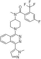4-氟-N-甲基-N-(1-(4-(1-甲基-1H-吡唑-5-基)二氮杂萘-1-基)哌啶-4-基)-2-(三氟甲基)苯甲酰胺结构式_1258861-20-9结构式