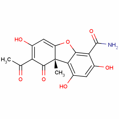 (9As)-8-acetyl-1,3,7-trihydroxy-9a-methyl-9-oxodibenzofuran-4-carboxamideStructure,131436-22-1Structure (9As)-8-acetyl-1,3,7-trihydroxy-9a-methyl-9-oxodibenzofuran-4-carboxamide Structure,131436-22-1Structure