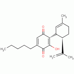 3-羟基-2-((1R,6R)-3-甲基-6-(1-丙烯-2-基)-2-环己烯)-5-戊基-2,5-环己二烯-1,4-二酮结构式_137252-25-6结构式
