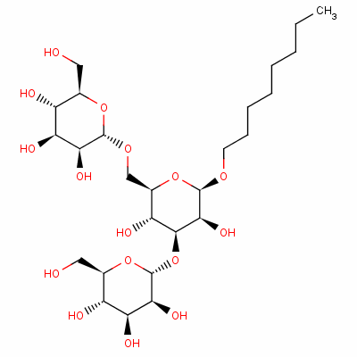 (2R,3S,4S,5S,6R)-2-[(2R,3S,4S,5R,6R)-3,5-二羟基-2-辛氧基-6-[[(2S,3S,4S,5S,6R)-3,4,5-三羟基-6-(羟基甲基)四氢吡喃-2-基]氧基甲基]四氢吡喃-4-基]氧基-6-(羟基甲基)四氢吡喃-3,4,5-三醇结构式_140147-36-0结构式