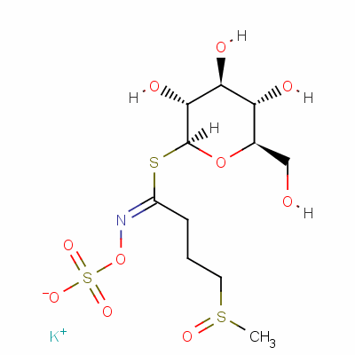 1-硫代-beta-D-吡喃葡萄糖 1-[4-(甲基亚磺酰)-N-(磺基氧基)丁烷亚氨酸酯] 单钾盐结构式_15592-34-4结构式