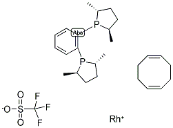 (-)-1,2(2R,5R)-2,5-(二甲基磷杂环戊烷基)苯(环辛二烯)铑(I)三氟甲烷磺酸盐结构式_187682-63-9结构式