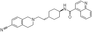 N-((1r,4r)-4-(2-(6-氰基-3,4-二氢异喹啉-2(1h)-基)乙基)环己基)喹啉-4-羧酰胺结构式_215803-78-4结构式