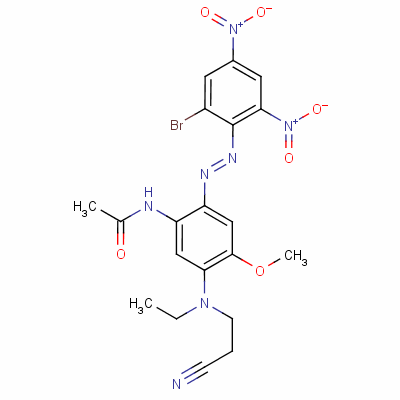 n-[2-[(2-溴-4,6-二硝基苯基) 氮杂]-5-[(2-氰基乙基)乙基氨基]-4-甲氧基苯基]-乙酰胺结构式_22578-86-5结构式