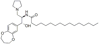 N-[(1R,2R)-2-(3,4-二氢-2H-1,5-苯并二噁英-7-基)-2-羟基-1-(1-吡咯烷甲基)乙基]-十六酰胺结构式_245329-79-7结构式
