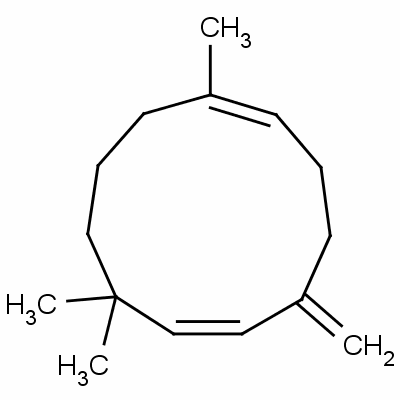 (1E,6E)-1,8,8-三甲基-5-亚甲基-1,6-环十一碳二烯结构式_26259-79-0结构式