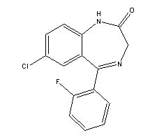 7-氯-5-(2-氟苯基)-1,3-二氢-2H-1,4-苯并二氮杂卓-2-酮结构式_2886-65-9结构式
