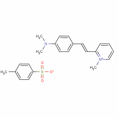 N,N-二甲基-4-[(E)-2-(1-甲基吡啶-1-鎓-2-基)乙烯基]苯胺;4-甲基苯磺酸酯结构式_33006-24-5结构式