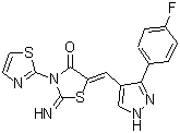 5-[[3-(4-氟苯基)-1H-吡唑-4-基]亚甲基]-2-亚氨基-3-(2-噻唑基)-4-噻唑烷酮结构式_351062-08-3结构式