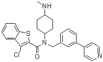 3-氯-N-[4-(甲基氨基)环己基]-N-[[3-(4-吡啶基)苯基]甲基]-苯并[B]噻吩-2-甲酰胺结构式_364590-63-6结构式