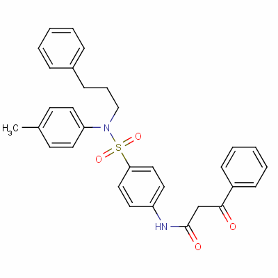 3-氧代-3-苯基-n-[4-[n-(3-苯基丙基)-n-(对甲苯)氨磺酰基]苯基]丙酰胺结构式_38219-91-9结构式