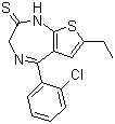 (E)-5-(2-氯苯基)-7-乙基-1H-噻吩并[2,3-e][1,4]二氮杂卓-2(3h)-硫酮结构式_40054-40-8结构式