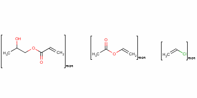 氯乙烯、乙酸乙烯酯、丙烯酸-β-羟丙酯三元共聚树脂结构式_41618-91-1结构式 氯乙烯、乙酸乙烯酯、丙烯酸-β-羟丙酯三元共聚树脂结构式_41618-91-1结构式