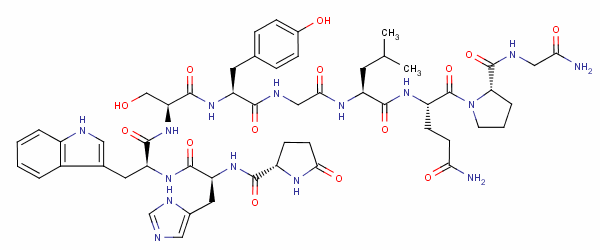 Pyr-his-trp-ser-tyr-gly-leu-gln-pro-gly-nh2结构式_47922-48-5结构式