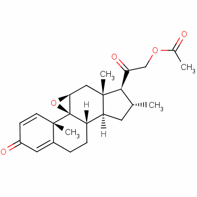 9beta,11beta-环氧-21-羟基-16alpha-甲基孕甾-1,4-二烯-3,20-二酮 21-乙酸酯结构式_52092-65-6结构式 9beta,11beta-环氧-21-羟基-16alpha-甲基孕甾-1,4-二烯-3,20-二酮 21-乙酸酯结构式_52092-65-6结构式