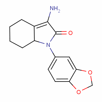 3-氨基-1-(1,3-苯并二氧杂环戊烯l-5-基)-1,4,5,6,7,7a-六氢-2H-吲哚-2-酮结构式_52480-74-7结构式 3-氨基-1-(1,3-苯并二氧杂环戊烯l-5-基)-1,4,5,6,7,7a-六氢-2H-吲哚-2-酮结构式_52480-74-7结构式