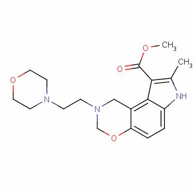 1,2,3,7-四氢-8-甲基-2-(2-吗啉乙基)吡咯并[3.2-f][1,3]苯并噁嗪-9-羧酸甲酯结构式_54436-08-7结构式