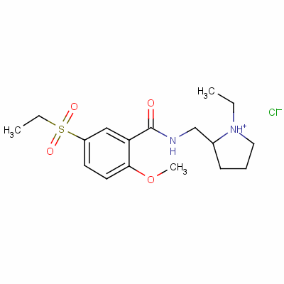 N-[(1-乙基-2-吡咯烷)甲基]-5-(乙基磺酰基)-2-甲氧基苯甲酰胺盐酸盐结构式_55619-22-2结构式