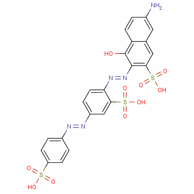 7-氨基-4-羟基-3-[[2-磺基-4-[(4-磺基苯基)偶氮]苯基]偶氮]萘-2-磺酸结构式_56499-46-8结构式