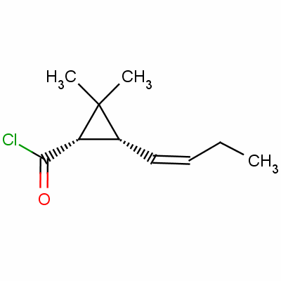 (1S-顺式)-2,2-二甲基-3-(2-甲基-1-丙烯基)环丙烷羰酰氯结构式_56650-12-5结构式