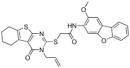 (9ci)-2-[[3,4,5,6,7,8-六氢-4-氧代-3-(2-丙烯基)[1]苯并噻吩并[2,3-d]嘧啶-2-基]硫代]-n-(2-甲氧基-3-二苯并呋喃)-乙酰胺结构式_577765-14-1结构式