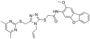 (9ci)-2-[[5-[[(4,6-二甲基-2-嘧啶)硫代]甲基]-4-(2-丙烯基)-4H-1,2,4-噻唑-3-基]硫代]-n-(2-甲氧基-3-二苯并呋喃)-乙酰胺结构式_577984-43-1结构式