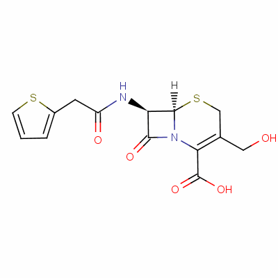 (6R-反式)-3-(羟基甲基)-8-氧代-7-(2-噻吩乙酰氨基)-5-硫杂-1-氮杂双环[4.2.0]-2-辛烯-2-羧酸结构式_5935-65-9结构式