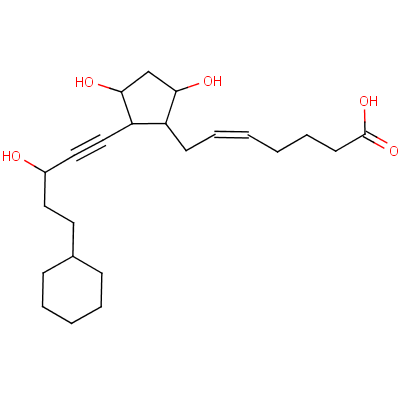[1R-[1alpha(Z),2beta(S*),3alpha,5alpha]]-7-[2-(5-环己基-3-羟基戊-1-炔基)-3,5-二羟基环戊基]庚-5-烯酸结构式_59476-65-2结构式