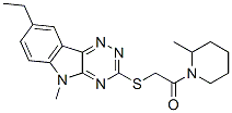 (9ci)-1-[[(8-乙基-5-甲基-5H-1,2,4-噻嗪并[5,6-b]吲哚-3-基)硫代]乙酰基]-2-甲基-哌啶结构式_603946-75-4结构式