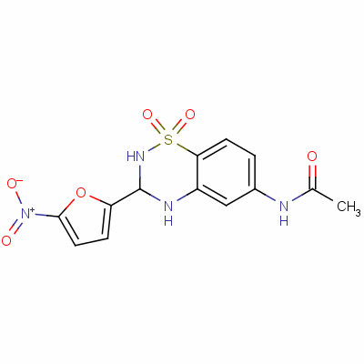 N-[3,4-二氢-3-(5-硝基呋喃基)-2H-1,2,4-苯并噻二嗪-6-基]乙酰胺 S,S-二氧化物结构式_61143-06-4结构式