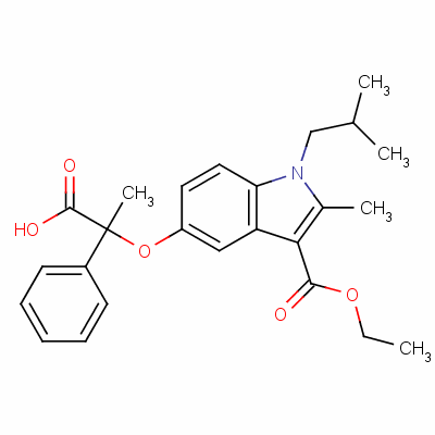 3-乙基 5-(1-羧基-1-苯基乙氧基)-1-异丁基-2-甲基-1H-吲哚-3-羧酸结构式_61793-29-1结构式
