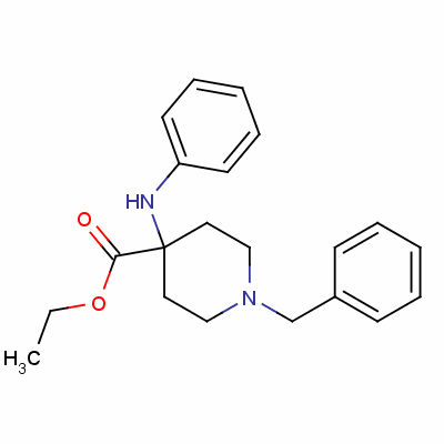 1-苄基-4-苯基氨基-4-哌啶羧酸乙酯结构式_63260-82-2结构式