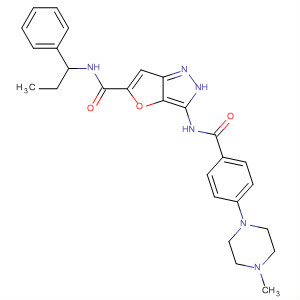3-(4-(4-甲基哌嗪-1-基)苯酰胺)-n-(1-苯基丙基)-1H-呋喃并[3,2-c]吡唑-5-羧酰胺结构式_648412-45-7结构式