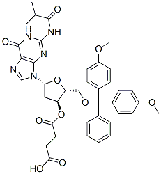 N2-异丁酰基-5-O-(4,4-二甲氧基三苯甲基)-2-脱氧鸟苷-3-O-琥珀酸结构式_74405-46-2结构式