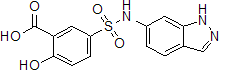 2-羟基-5-(1H-吲唑-6-基氨基)磺酰基苯甲酸结构式_854358-00-2结构式