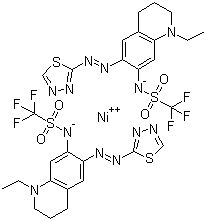 双[N-[1-乙基-1,2,3,4-四氢-6-[(1,3,4-噻二唑-2-基-N3)偶氮-N1]-7-喹啉基]-1,1,1-三氟甲磺酰胺根合-N]镍结构式_868747-30-2结构式