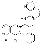 5-氟-3-苯基-2-[(1S)-1-(9H-嘌呤-6-基氨基)丙基]-4(3H)-喹唑啉酮结构式_870281-82-6结构式