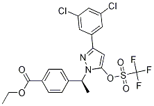 (S)-4-(1-(3-(3,5-二氯苯基)-5-(三氟甲基磺酰氧基)-1H-吡唑-1-基)乙基)苯甲酸乙酯结构式_870823-09-9结构式